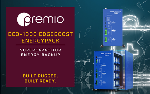 Premio’s newest ECO-1000 EDGEBoost EnergyPack provides self-sustaining power backup for industrial computing workloads in harsh and mission-critical deployments.